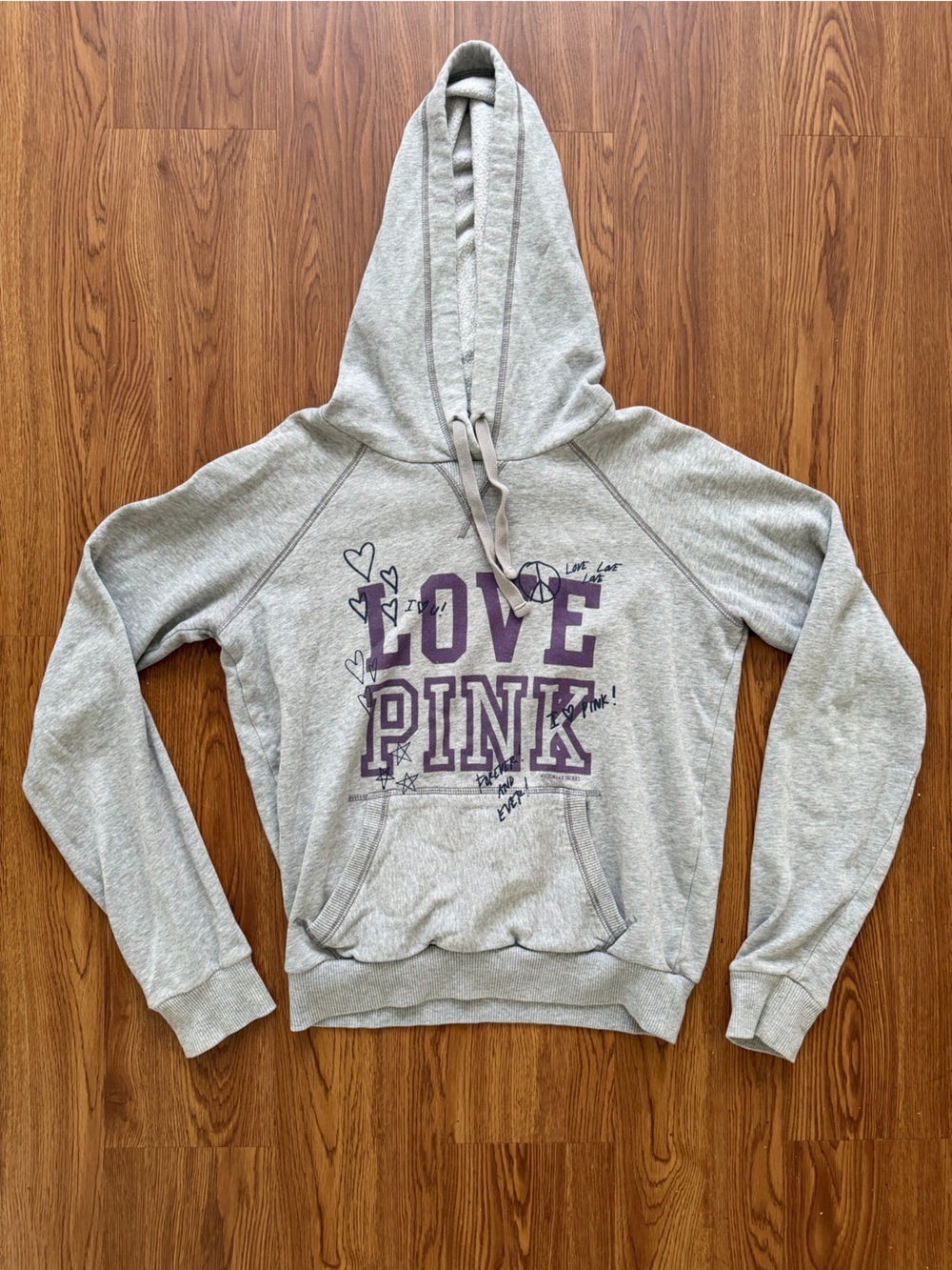 PINK Victoria's Secret Gray Hoodie with Purple Logo